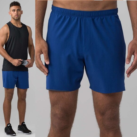 Lululemon Men's Cobalt Blue Brief-lined Athletic 7" Shorts - Size Large - Picture 1 of 6